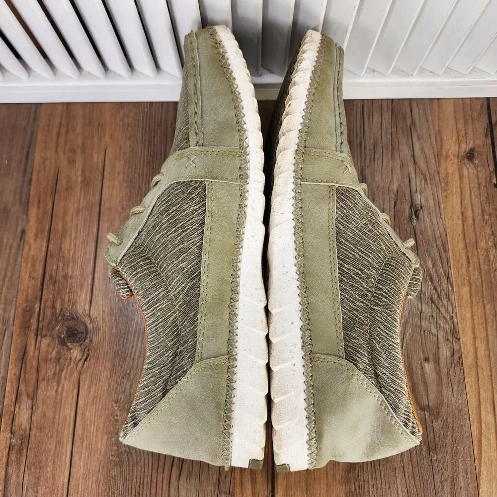 Twisted X Zero-X Men's 10.5 Olive Green Lace Up Boat Dock Moc Toe Shoes MZX0009